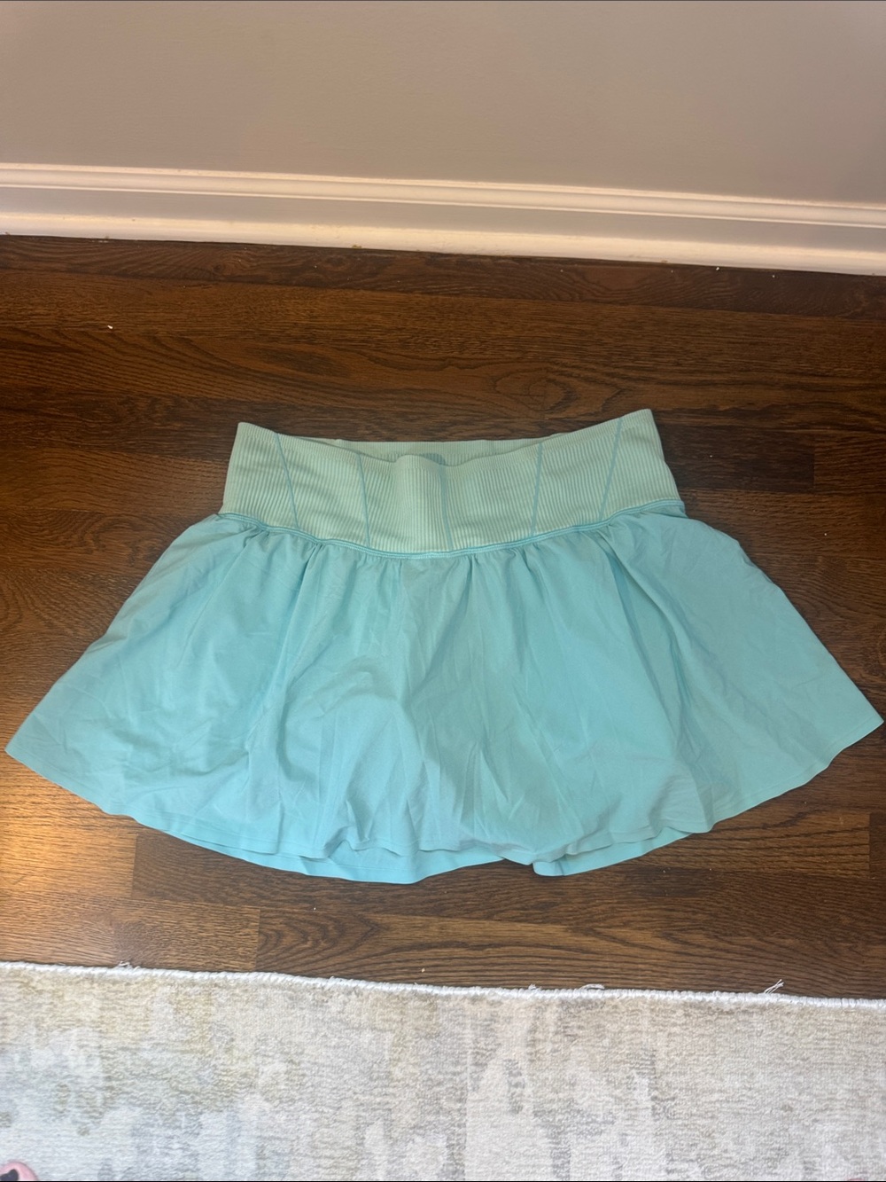 Aerie Light Blue Flared Skort with Ribbed Waistband